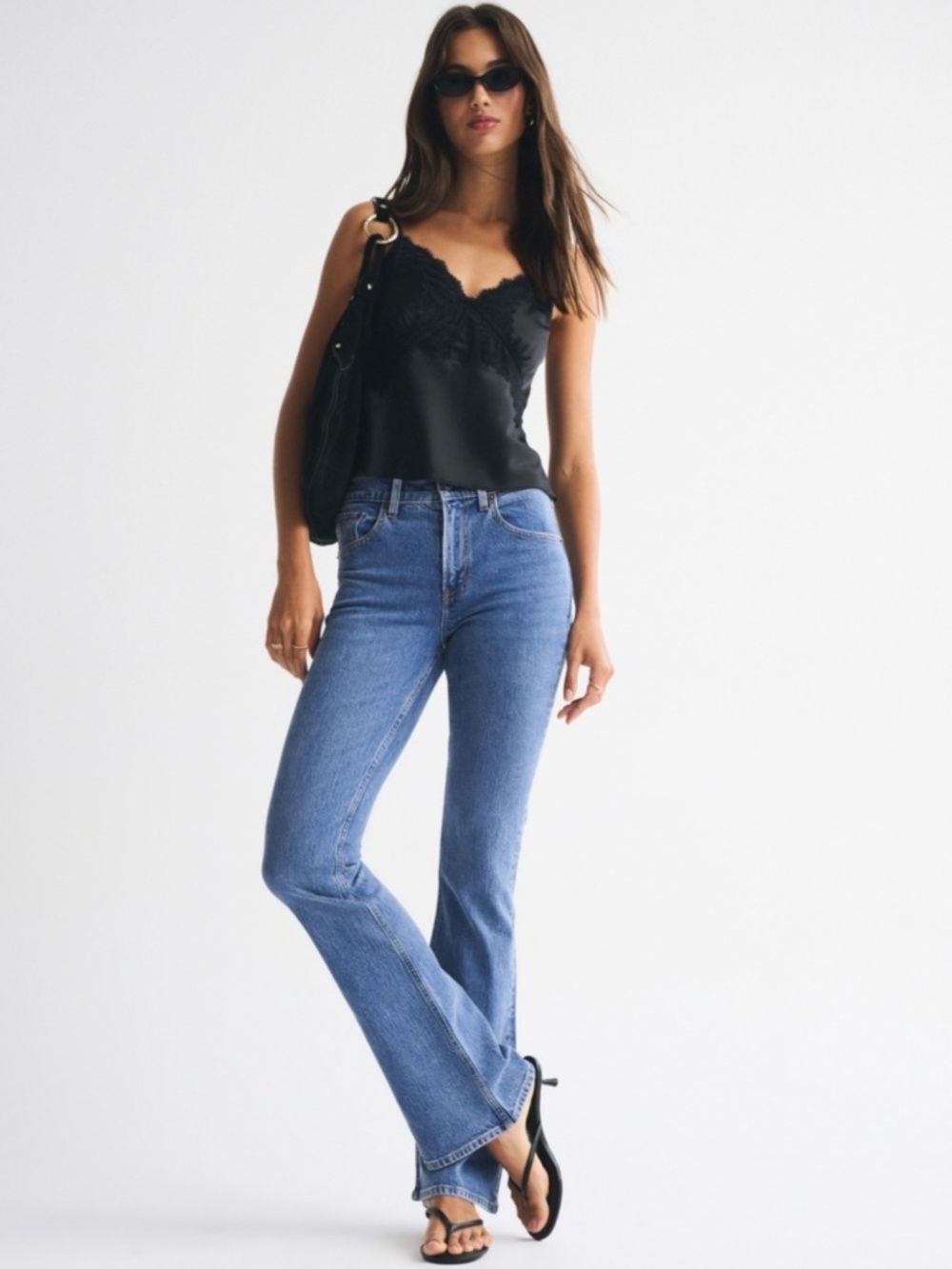 NWT Abercrombie & Fitch High Rise Bootcut Jeans Medium Wash 34 Long
